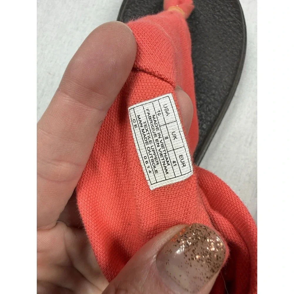Sanuk Yoga Sandal Women Sz 10 Red Orange Sling 2 Flip Flop Summer Thong Comfort